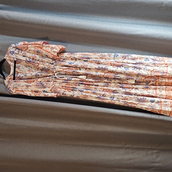 Ces Femme Floral Maxi Dress - Coral,Cream and Blue¹ - Picture 4 of 6